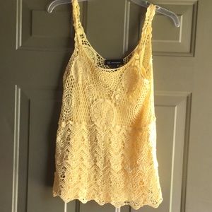 Sleeveless lined crocheted tank